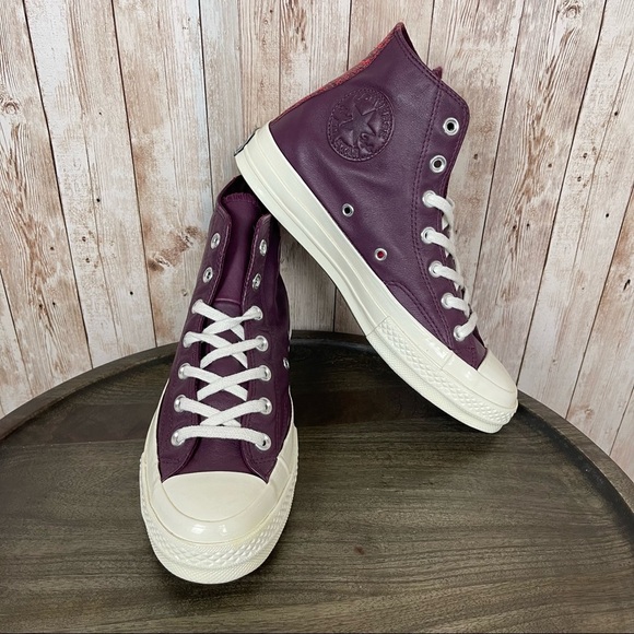 Converse CTAS High Top Leather Sneaker Dark Sangria Size 8 Women - Picture 1 of 9